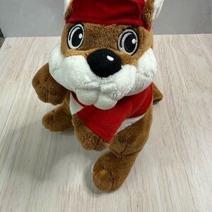 Brown Plush Bucee Beaver with Red Scarf and Hat